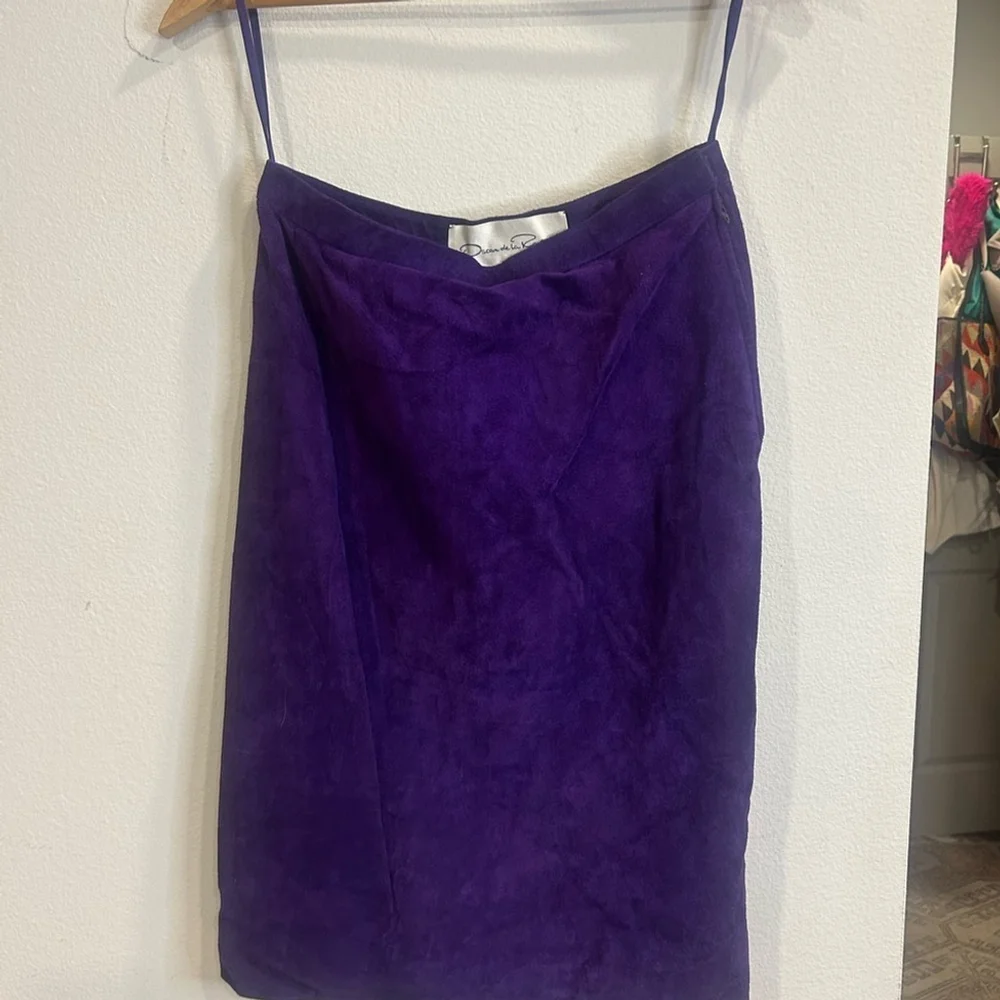 Oscar de la Renta Deep Purple Suede Skirt Quiet Luxury Old Money Size 12